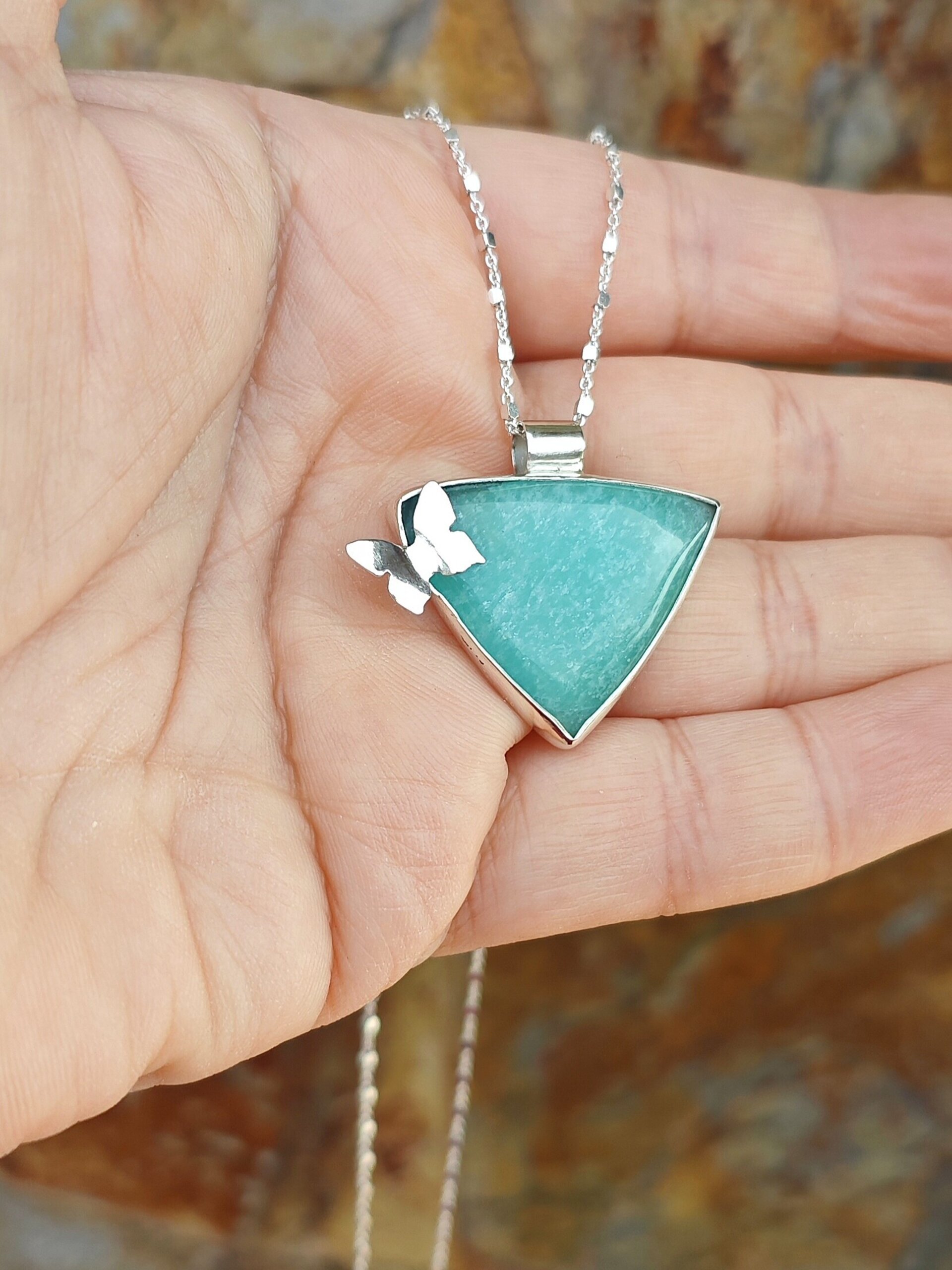 GARGANTILLA AMAZONITA 🦋 (Plata de Ley) - 3