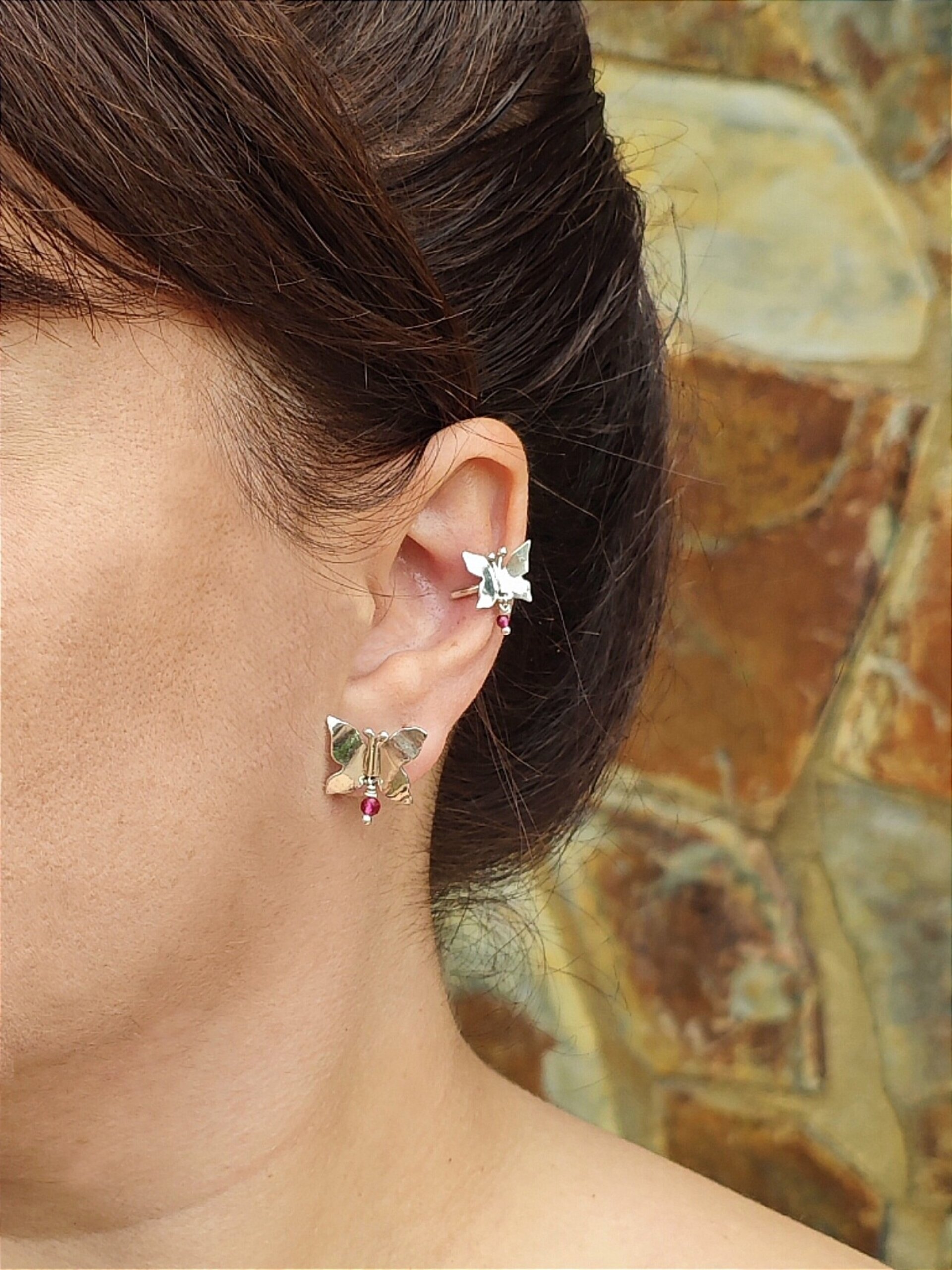PENDIENTE EAR CUFF MARIPOSA (Plata de Ley) - 3