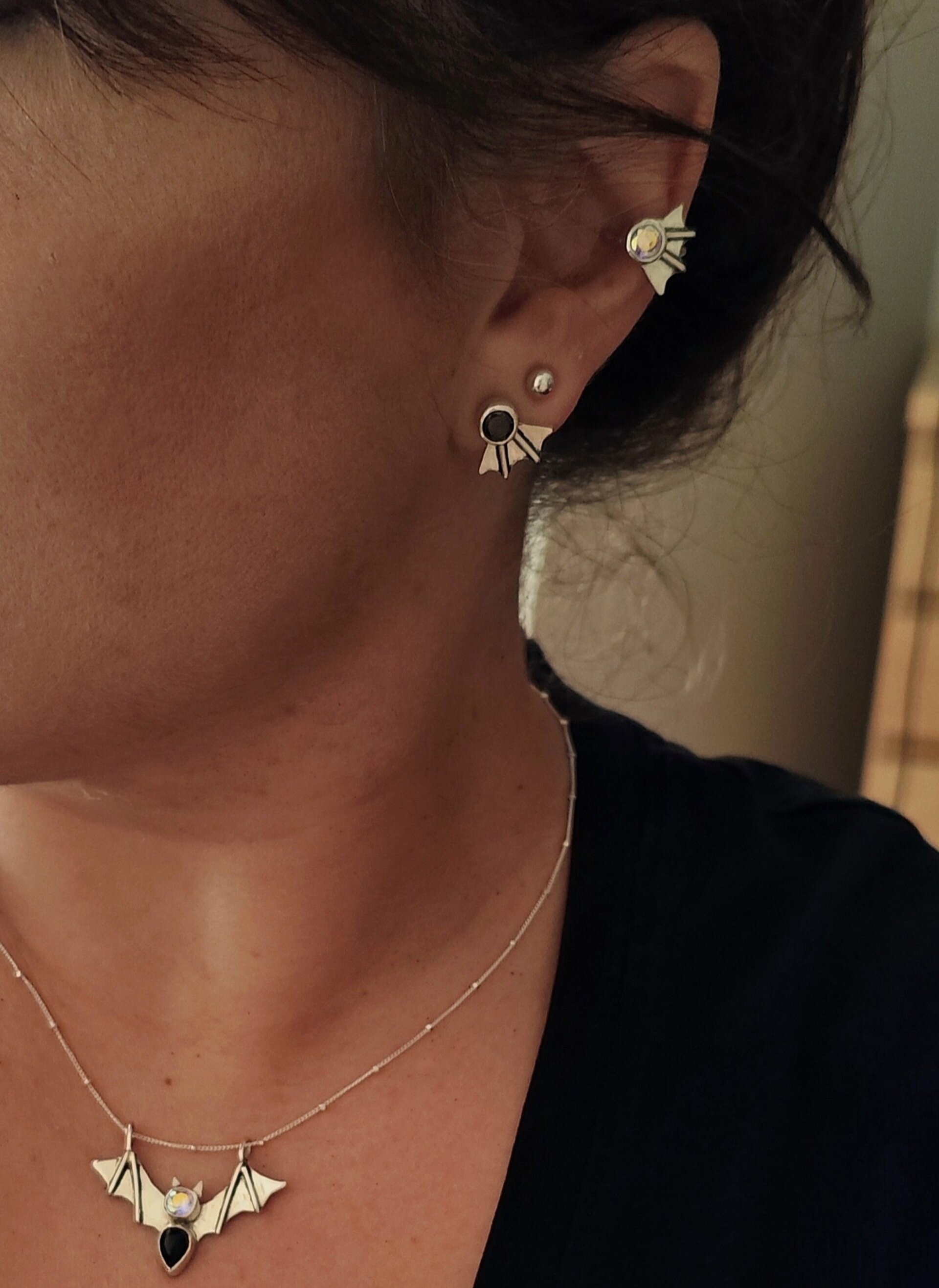 PENDIENTES BAT (Plata de Ley) - 3