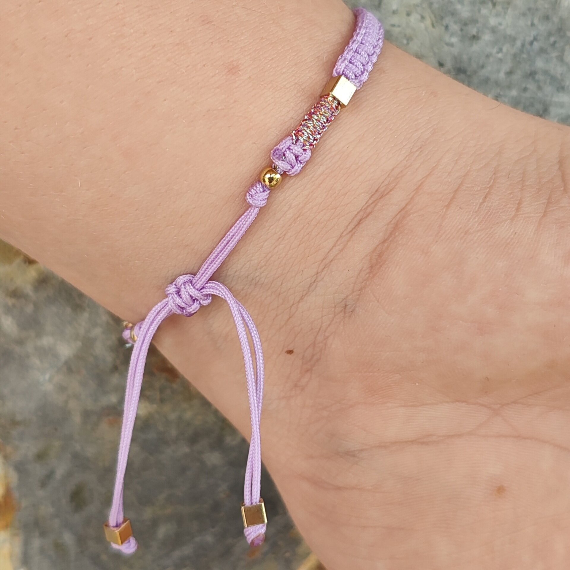 PULSERA HAND LOVE_CORDÓN LILA (Acero) - 2