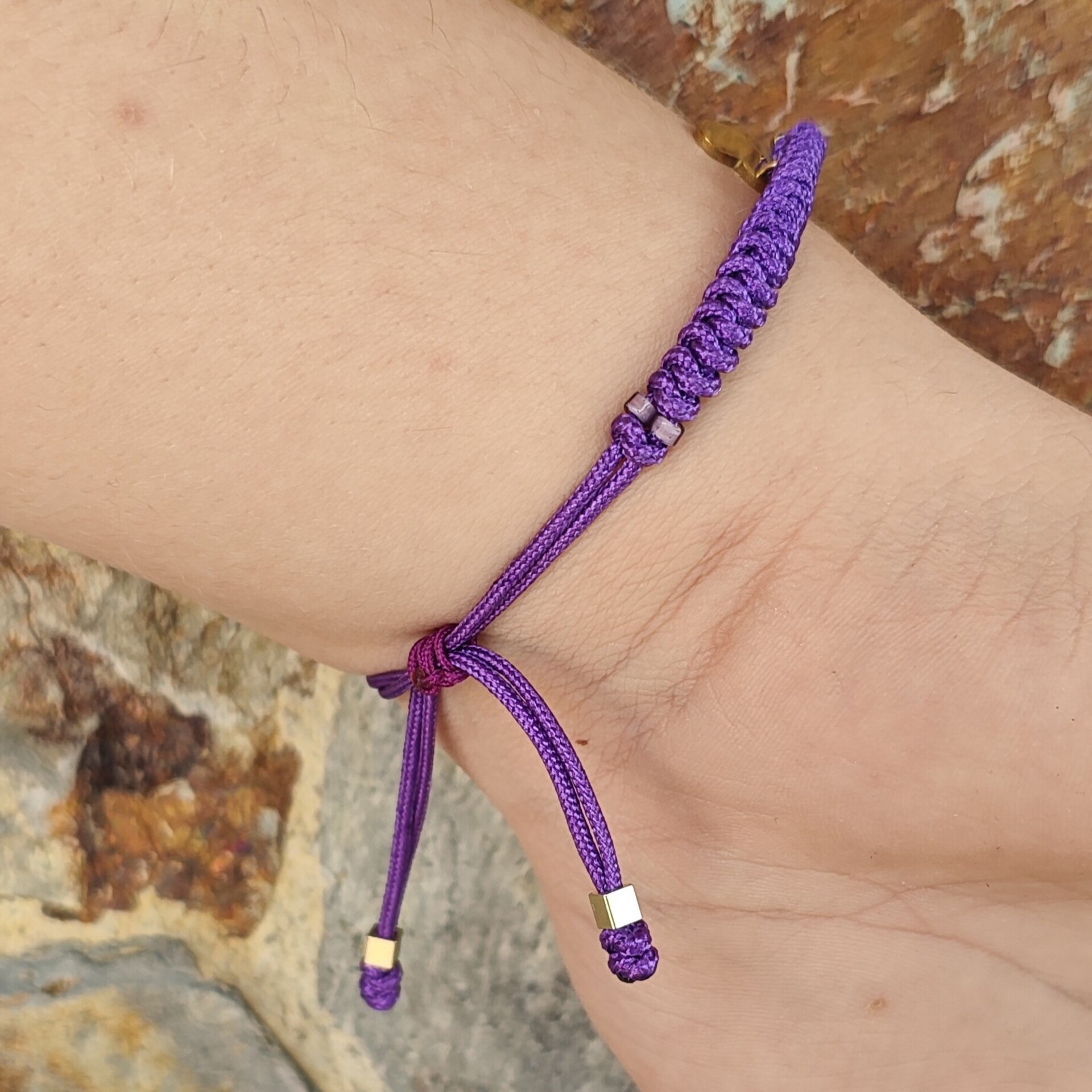 PULSERA MAMA_CORDÓN LILA (Acero) - 2