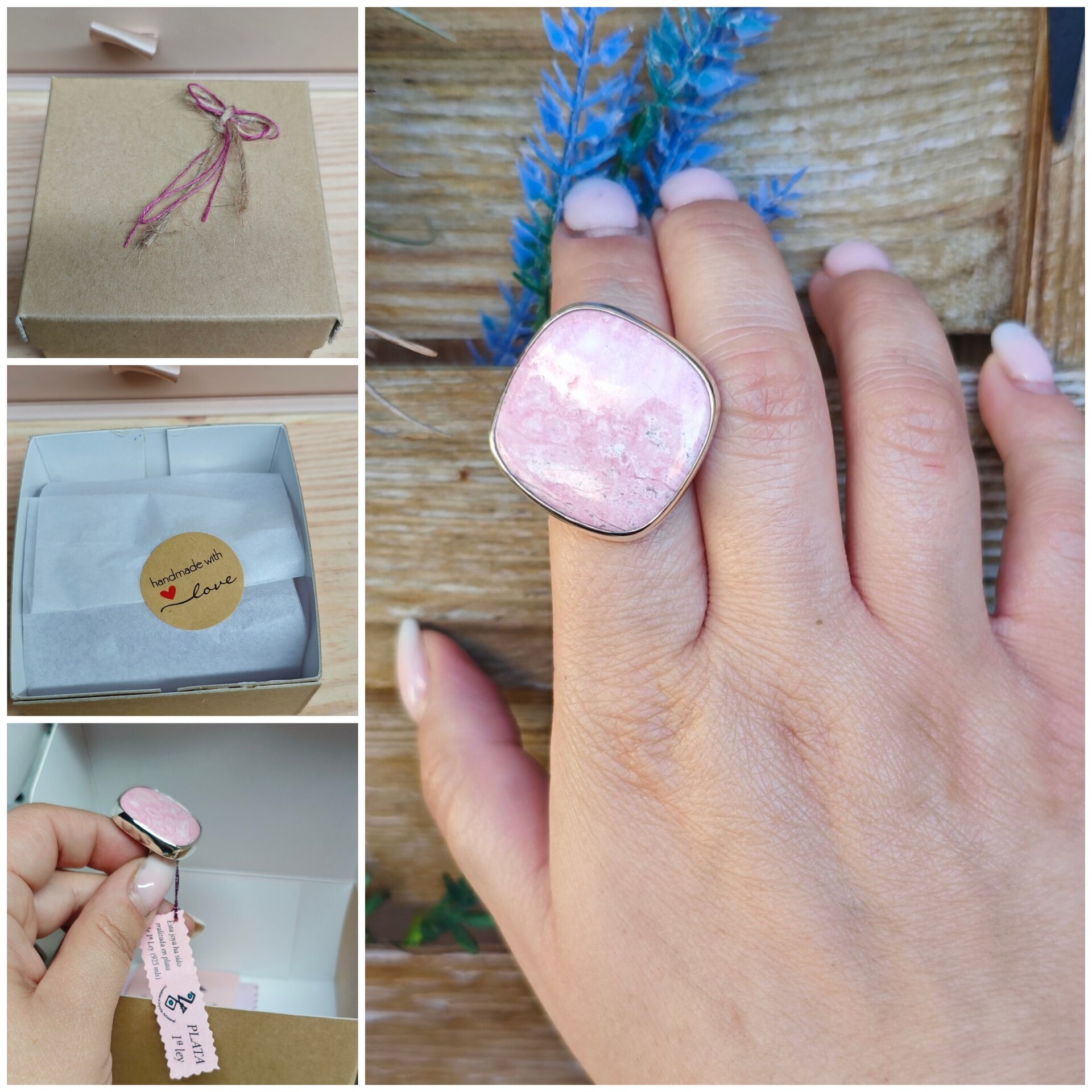 ANILLO OPALO ROSA (Plata de Ley) - 4