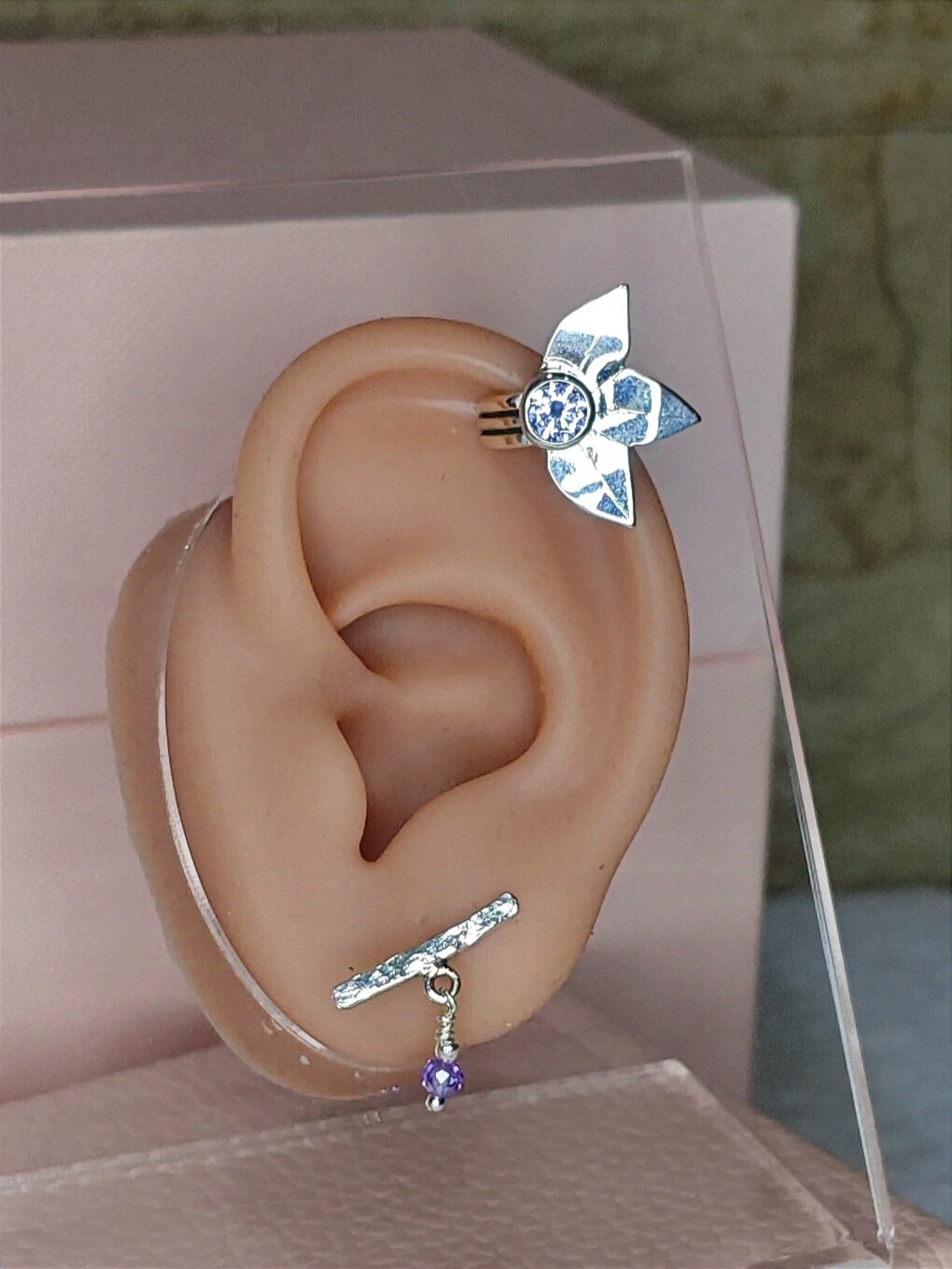 PENDIENTE EAR CUFF FLOR (Plata de Ley) - 2